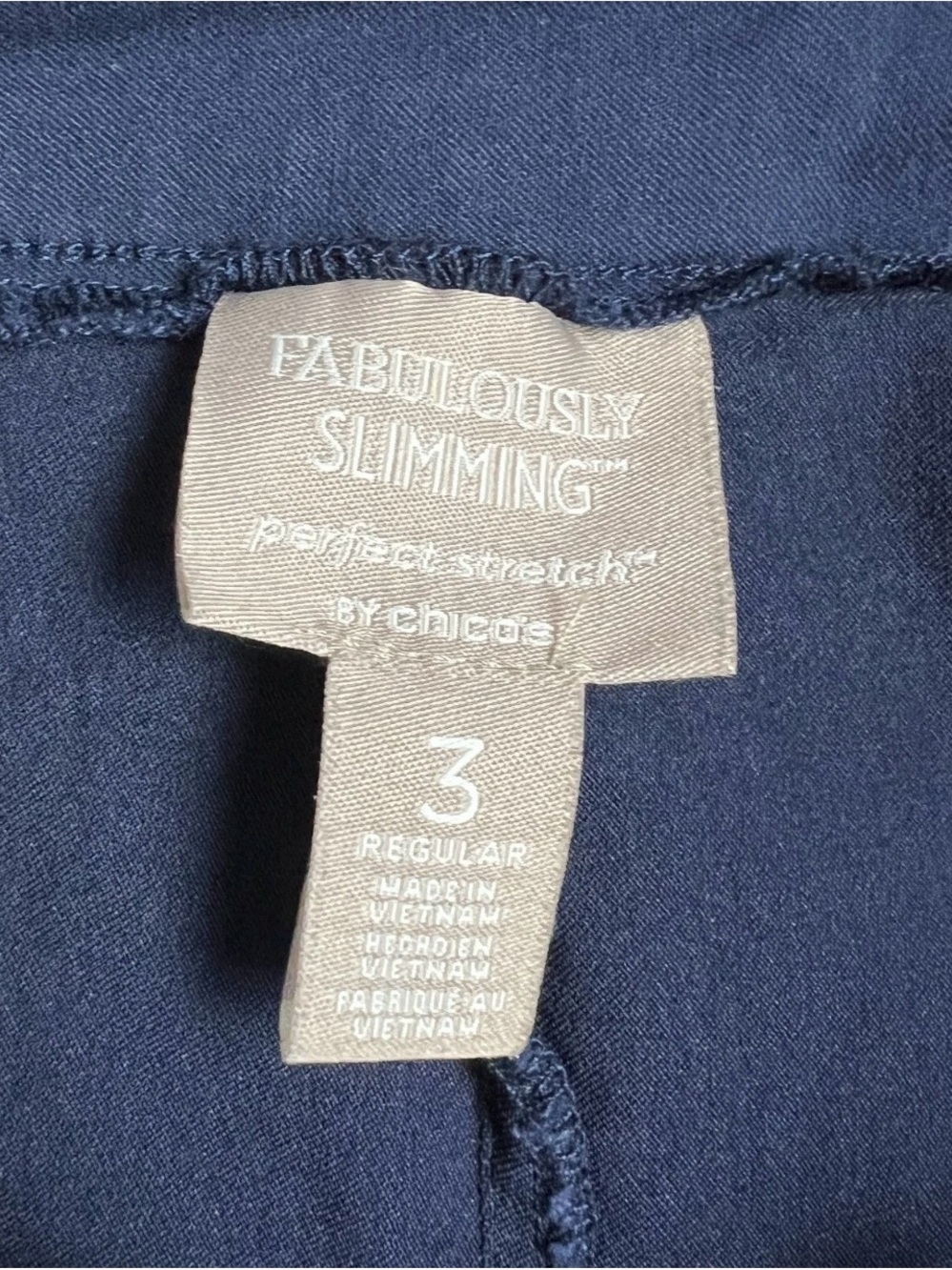 Women’s Chicos navy pull on pants. Size 3/16. Measurements in photos. - Picture 3 of 10